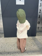 Full back view of Boo and Coo mocha check cargo pants for toddlers