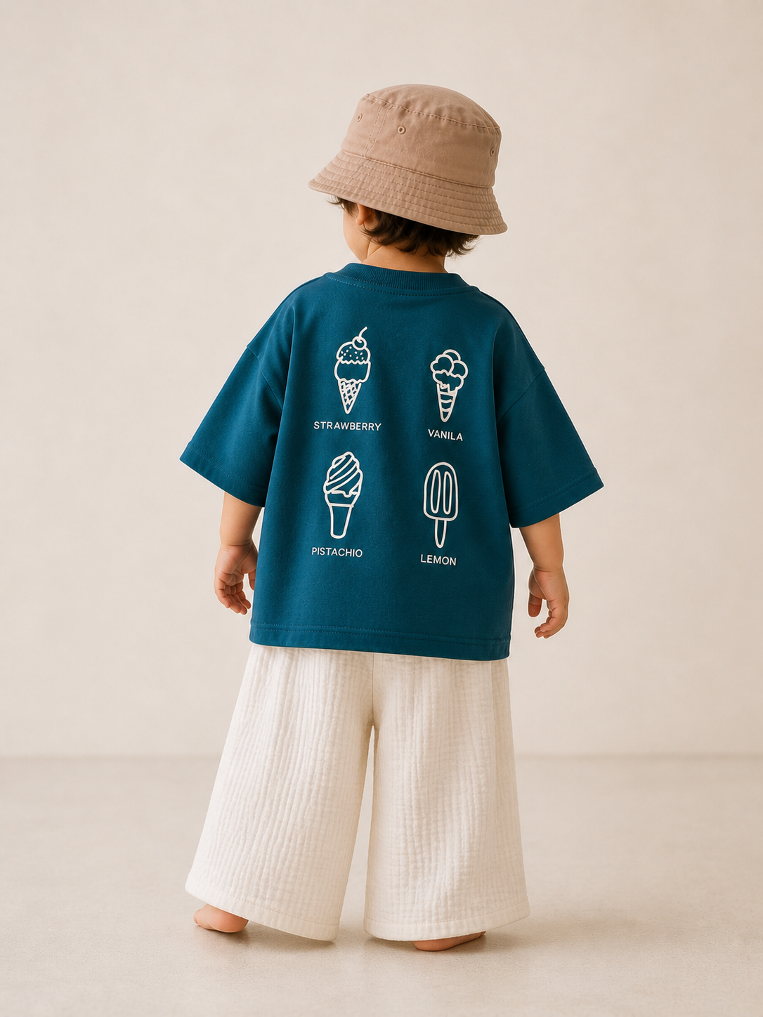 Full back view of Boo and Coo Gelato Club oversized t-shirt for toddlers
