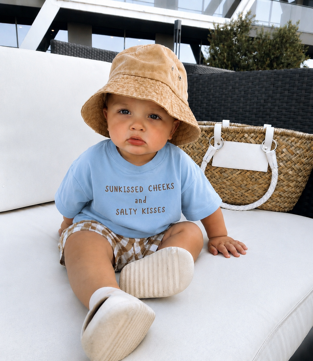 Sunkissed Cheeks Oversized t-shirt- Dusty Blue