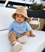Sunkissed Cheeks Oversized t-shirt- Dusty Blue
