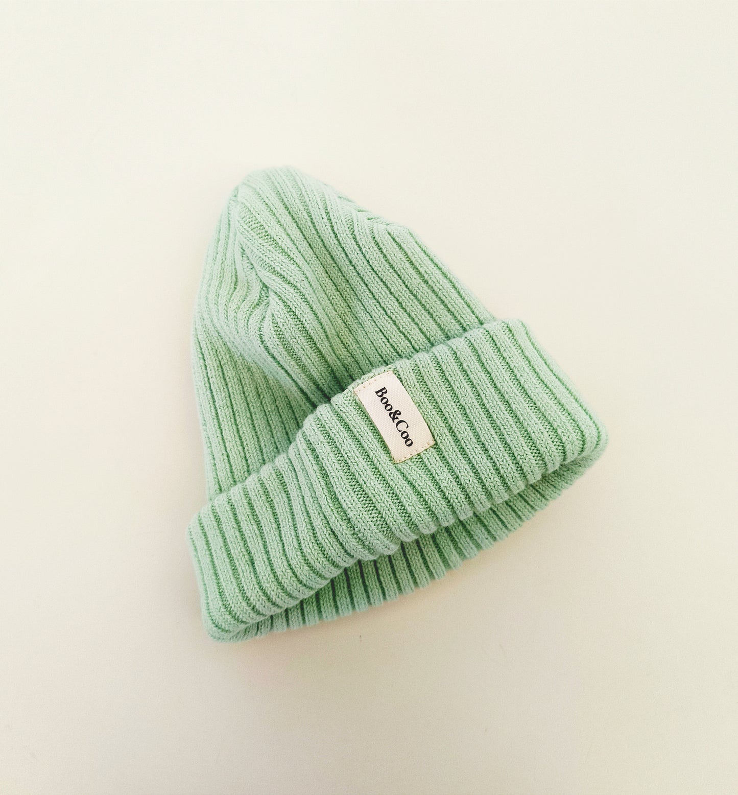 Knit rib beanie - dusty sage