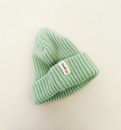 Knit rib beanie - dusty sage