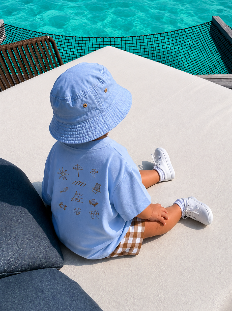 Sunkissed Cheeks Oversized t-shirt- Dusty Blue