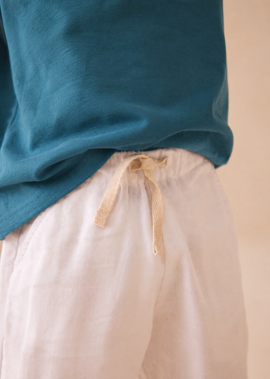 Cloud White Wide-Leg Linen Pants